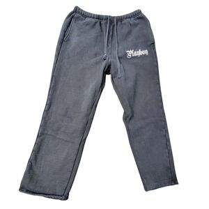 Playboy PacSun Men Sweatpant Black Old English Logo Fleece Jogger Med Y2K Grunge